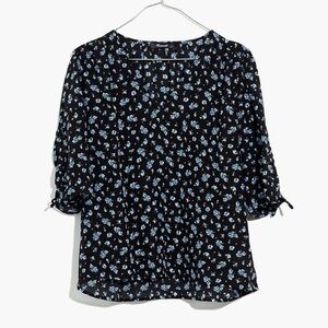 Silk Cinch-Sleeve Top in Baby's Breath‎